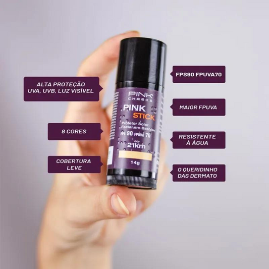 Pink Stick FPS 90 Protetor Solar Com Cor 15km Pink Cheeks 14g