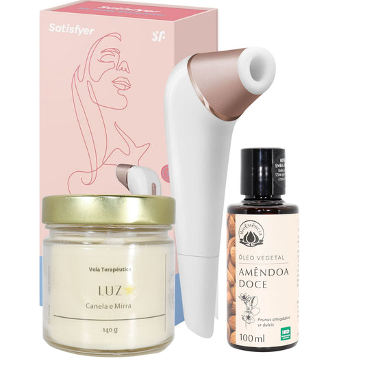 Kit Prazer Relaxante Vibrador Vela aromática Óleo Massagem