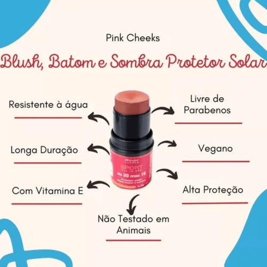 Blush Filtro Solar Facial FPS30 Soft Peach Pink Cheeks 4,5g